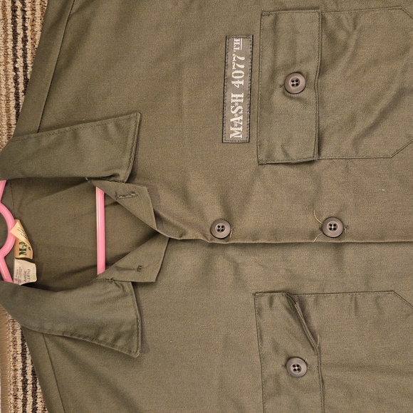 MASH 4077th TV Show Fox Green Military Style Cotton Blend L Short Sleeve Shirt - Picture 1 of 7